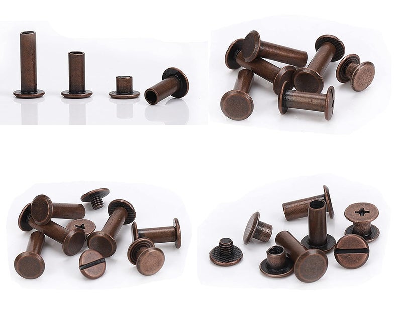 LBY 100pcs Phillips Chicago Screws, M5 x 10/20/30/40/50mm Binding Screw Posts, Binding Barrels and Screws Assortment Kit for Leather Saddles, Purses, Belt Repair, Plating (Red Bronze-Coloured) ﻿ - Image 2